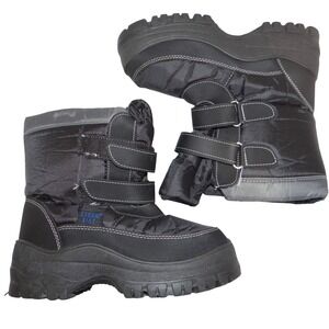 Storm Kidz Black Snow Boots Big Kid 3 Double Strap Platform Winter Shoes